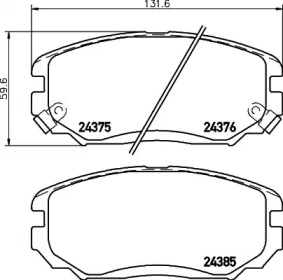 NP6089 NISSHINBO Колодки тормозные дисковые передние Hyundai Elantra, Sonata, Tucson/Kia Sportage, Soul 1.6, 2.0 2.4 (04-) (NP6089) NISSHINBO