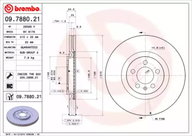 09788021 BREMBO Тормозной диск